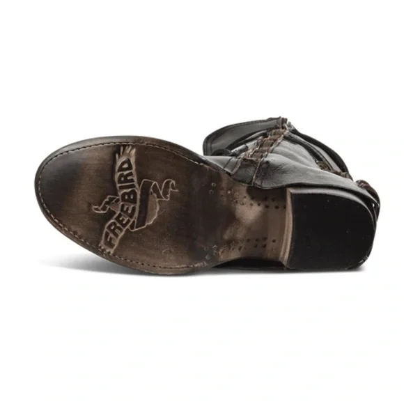 Freebird Cassius Black Lace Up Leather Tall Boots Size 10 Handcrafted Used - Picture 8 of 10